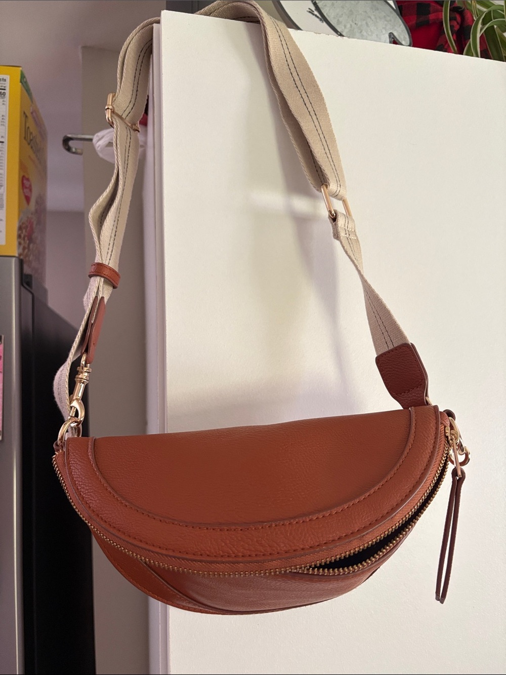 Universal Thread Rust Crescent Crossbody with Wide Canvas Strap
